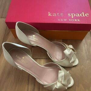 Kate Spade Cream Heels with Bow Detail